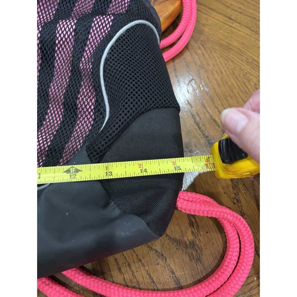 Adidas Black/Hot Pink Drawstring Gym Sack Backpack 15L 3 Pockets Zip Sporty - Picture 13 of 16